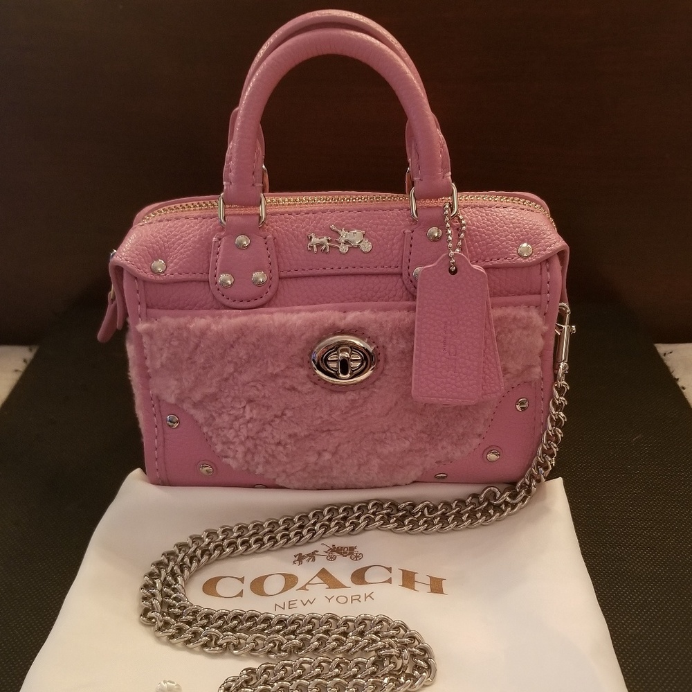 RARE!!Coach Ryder Satchel in Shearling and Leather